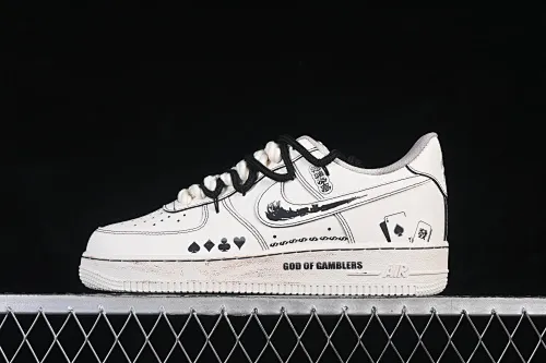 All categories Nk Air Force 1 Air Force series Nk Air Force 1 Low Air Force low-top Nike Air Force 1'07 Low "God OF Gamblers" Hand-painted graffiti God of Gamblers trump card Air Force 1 low-top casual sneakers 315122-313